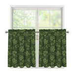 Military Green Camo Flower Pattern Print Tier Curtains