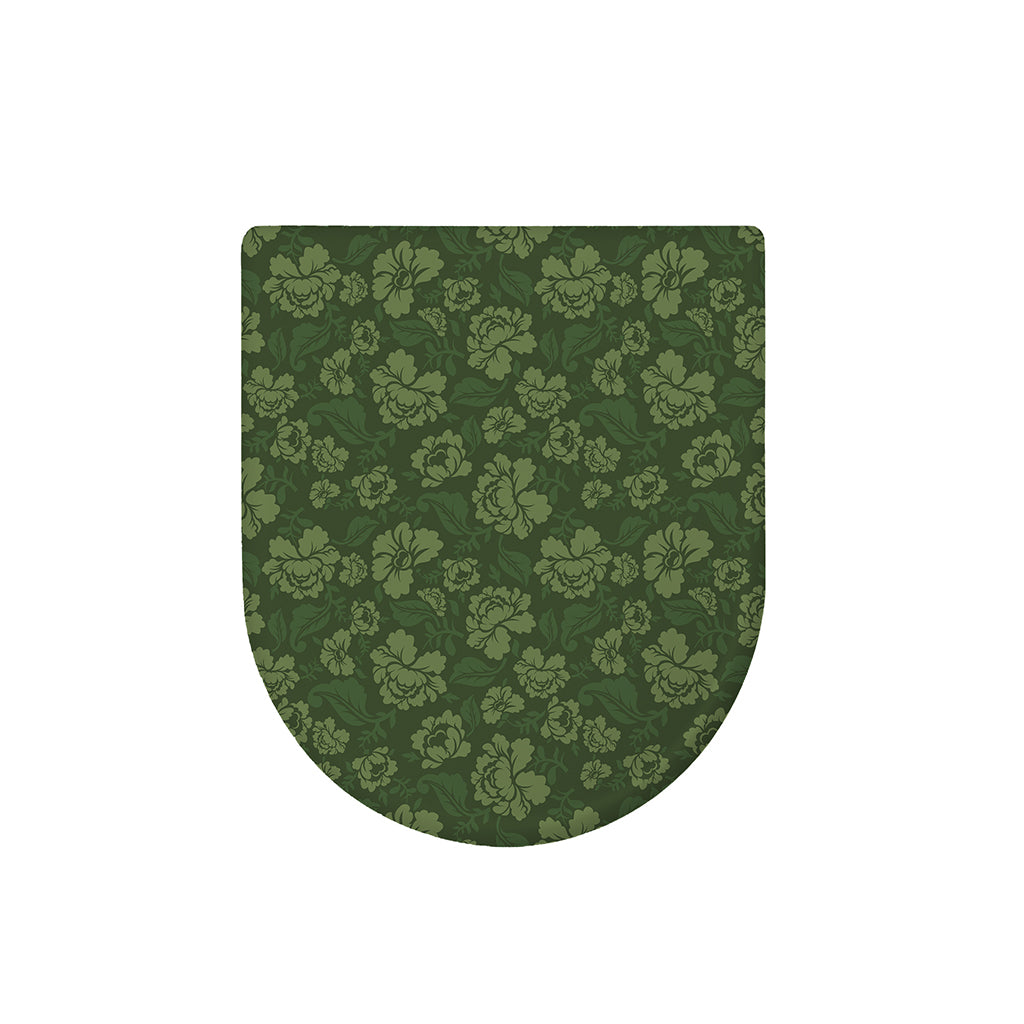 Military Green Camo Flower Pattern Print Toilet Lid Cover