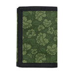Military Green Camo Flower Pattern Print Trifold Wallet