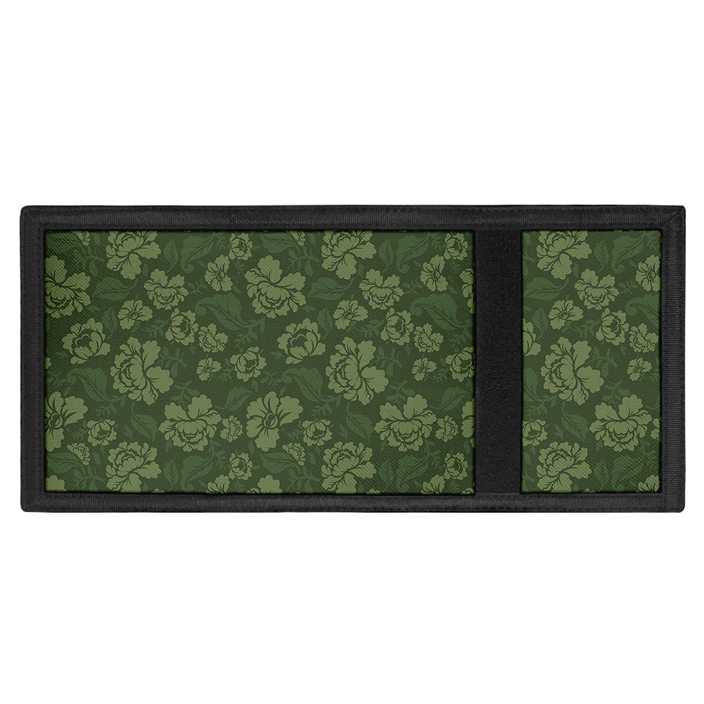 Military Green Camo Flower Pattern Print Trifold Wallet