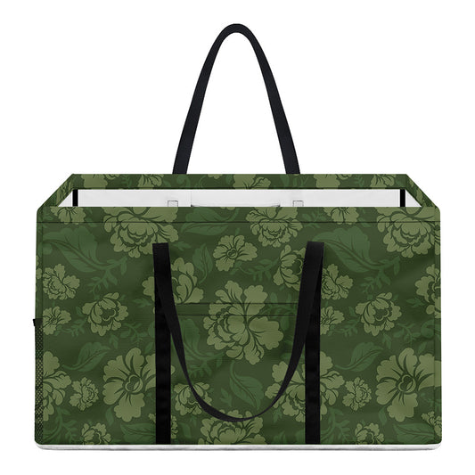 Military Green Camo Flower Pattern Print Utility Tote Bag