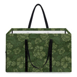 Military Green Camo Flower Pattern Print Utility Tote Bag