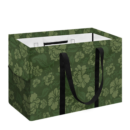 Military Green Camo Flower Pattern Print Utility Tote Bag