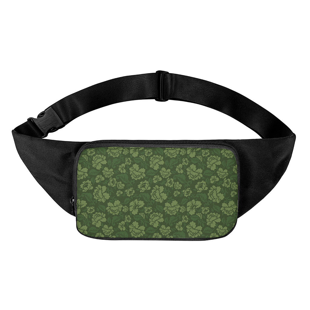 Military Green Camo Flower Pattern Print Waist Bag