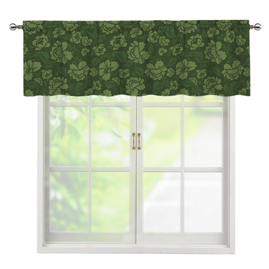Military Green Camo Flower Pattern Print Window Valance