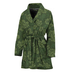 Military Green Camo Flower Pattern Print Women's Bathrobe