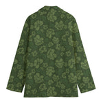 Military Green Camo Flower Pattern Print Women's Blazer