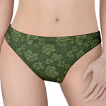 Military Green Camo Flower Pattern Print Women's Thong