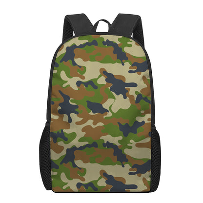 Military Green Camouflage Print 17 Inch Backpack