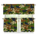 Military Green Camouflage Print 3 Piece Kitchen Curtains