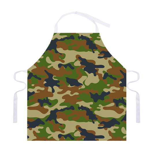 Military Green Camouflage Print Adjustable Apron