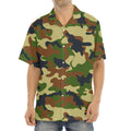 Military Green Camouflage Print Aloha Shirt