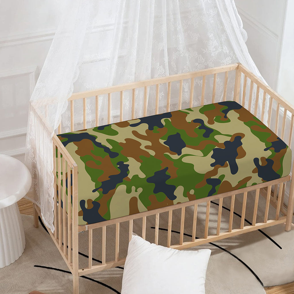 Military Green Camouflage Print Baby Crib Sheet