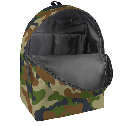 Military Green Camouflage Print Backpack