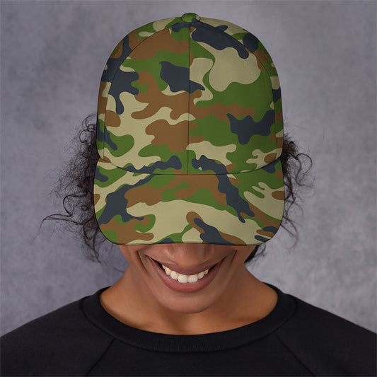 Military Green Camouflage Print Baseball Cap