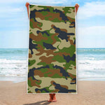 Military Green Camouflage Print Beach Towel