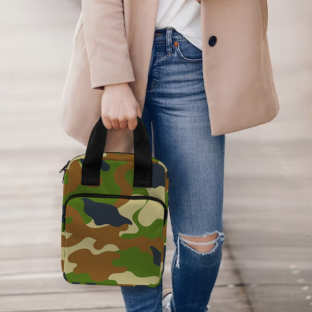 Military Green Camouflage Print Bible Tote Bag