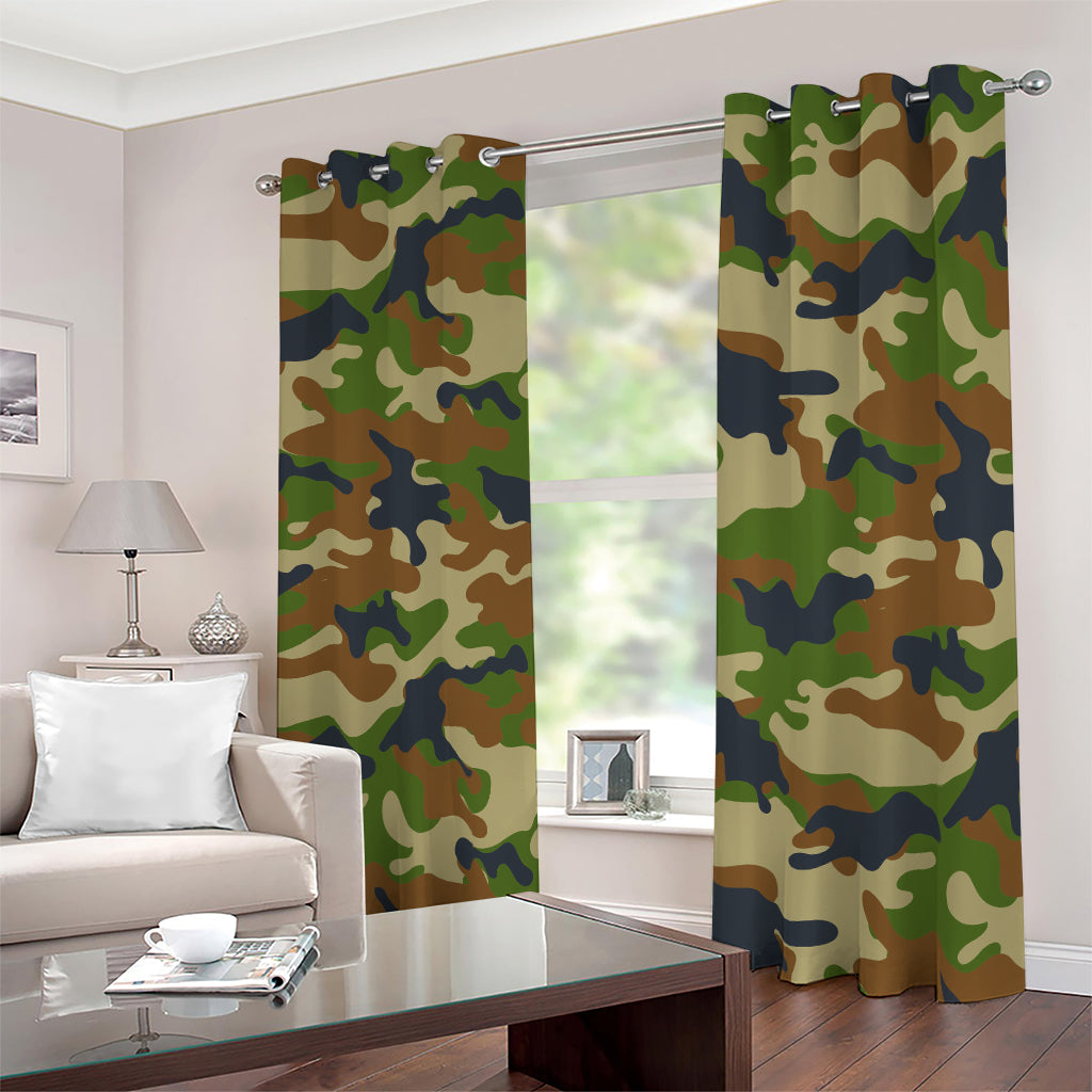 Military Green Camouflage Print Blackout Grommet Curtains