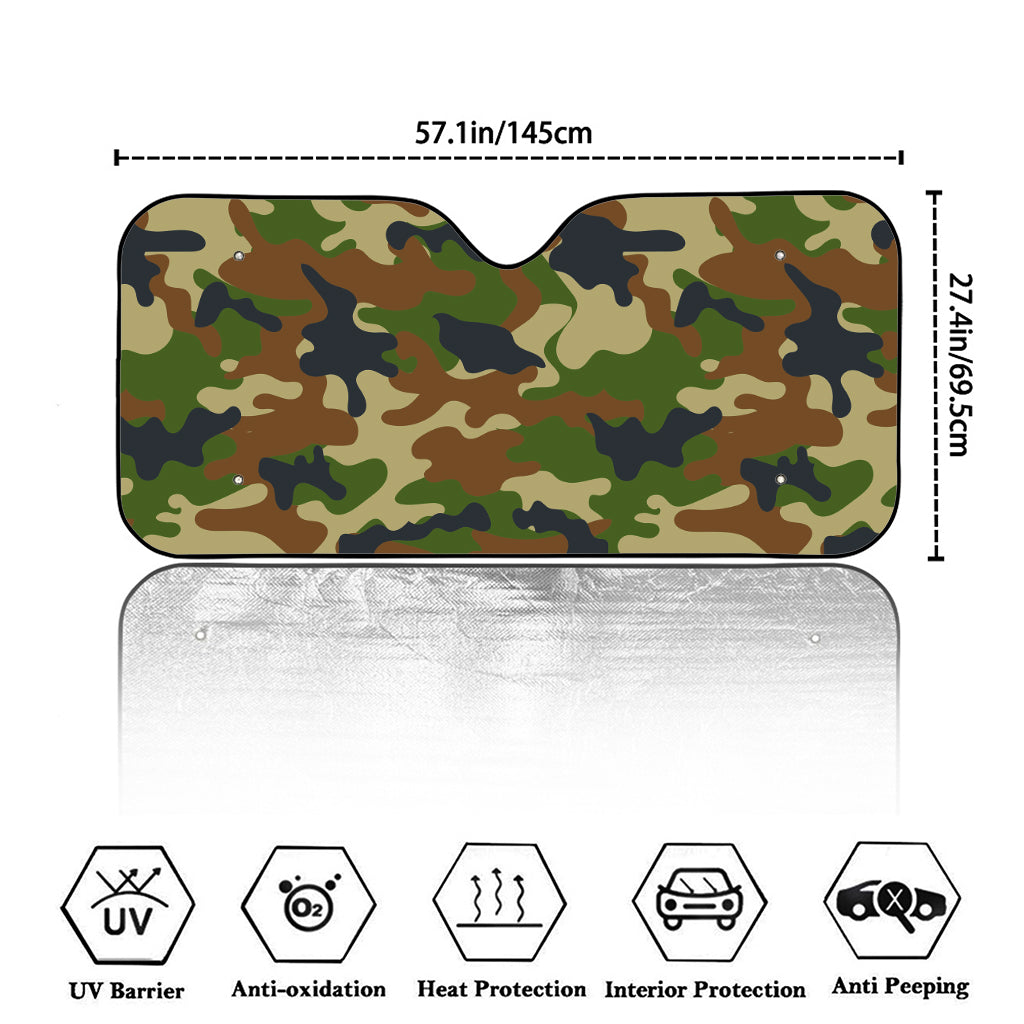 Military Green Camouflage Print Car Windshield Sun Shade