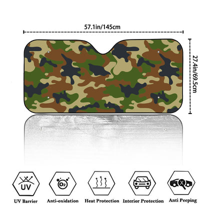Military Green Camouflage Print Car Windshield Sun Shade