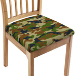 Military Green Camouflage Print Chair Cushion Cover