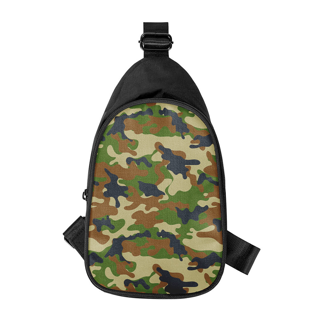 Military Green Camouflage Print Chest Bag