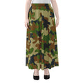 Military Green Camouflage Print Chiffon Maxi Skirt