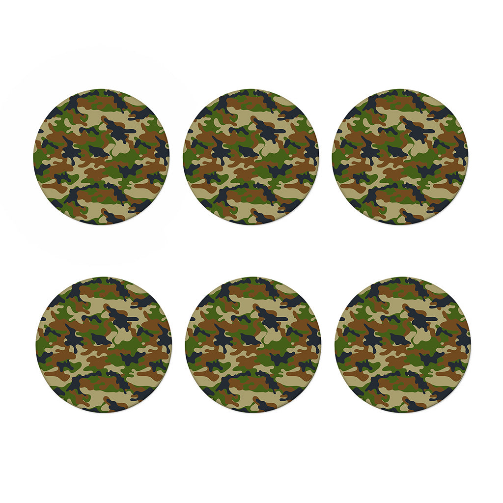 Military Green Camouflage Print Coaster Set