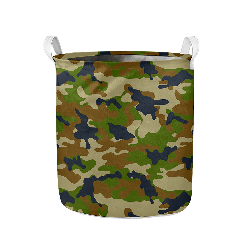 Military Green Camouflage Print Collapsible Laundry Basket