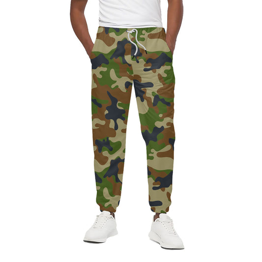 Military Green Camouflage Print Cotton Pants