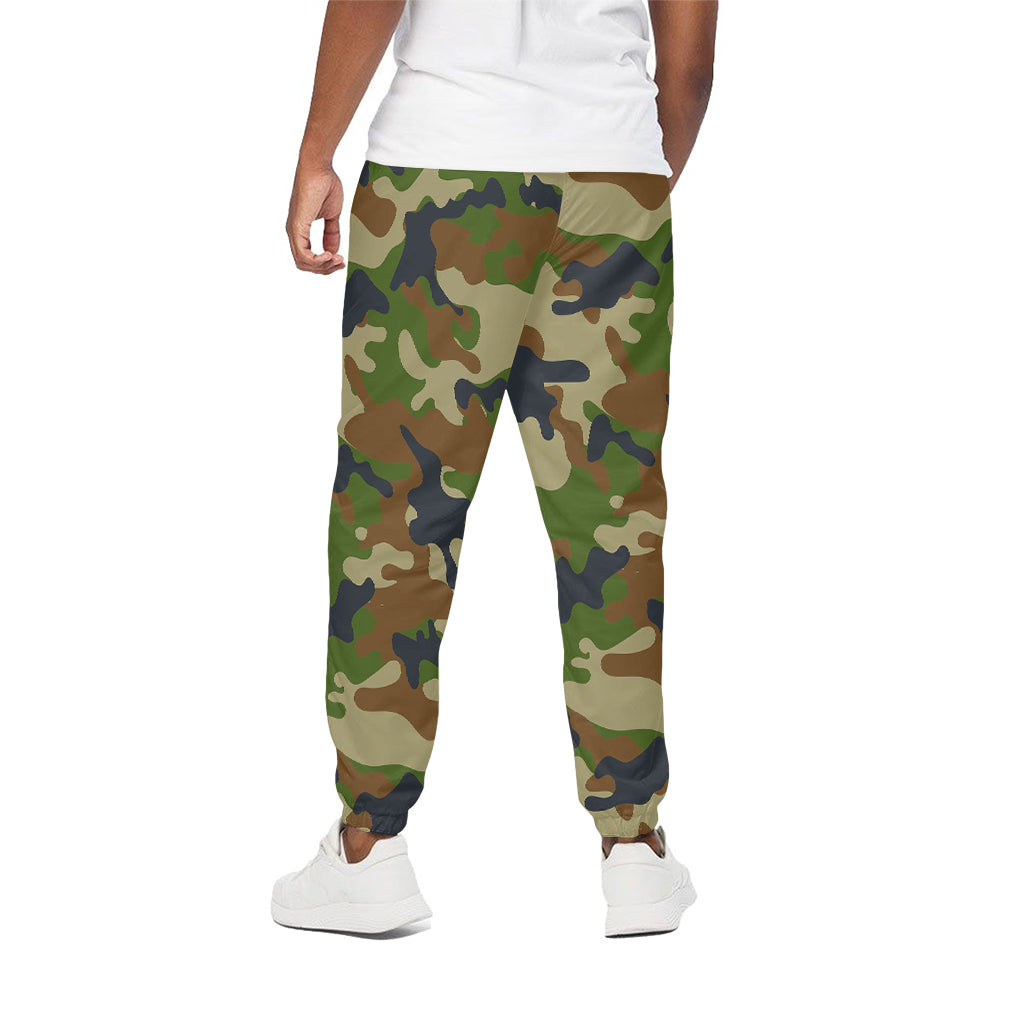 Military Green Camouflage Print Cotton Pants