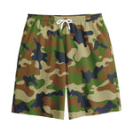 Military Green Camouflage Print Cotton Shorts