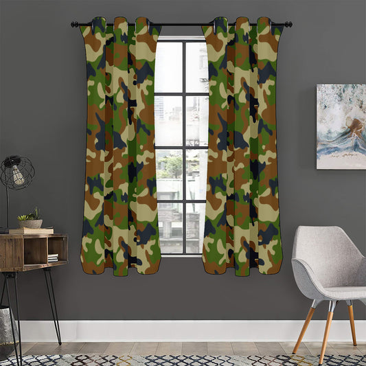 Military Green Camouflage Print Curtain