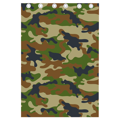 Military Green Camouflage Print Curtain