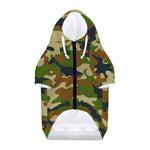 Military Green Camouflage Print Dog Zip Up Hoodie