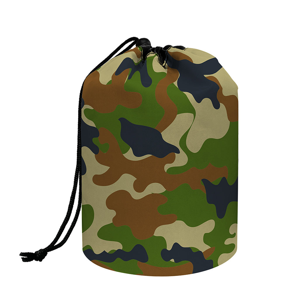 Military Green Camouflage Print Drawstring Makeup Bag