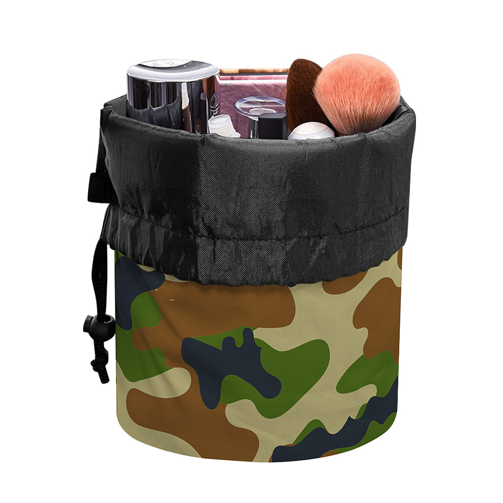 Military Green Camouflage Print Drawstring Makeup Bag