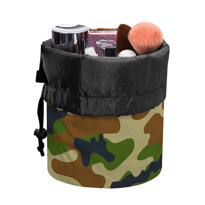 Military Green Camouflage Print Drawstring Makeup Bag