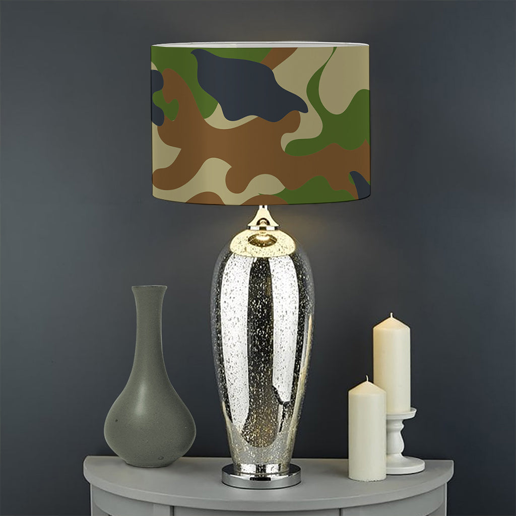 Military Green Camouflage Print Drum Lamp Shade