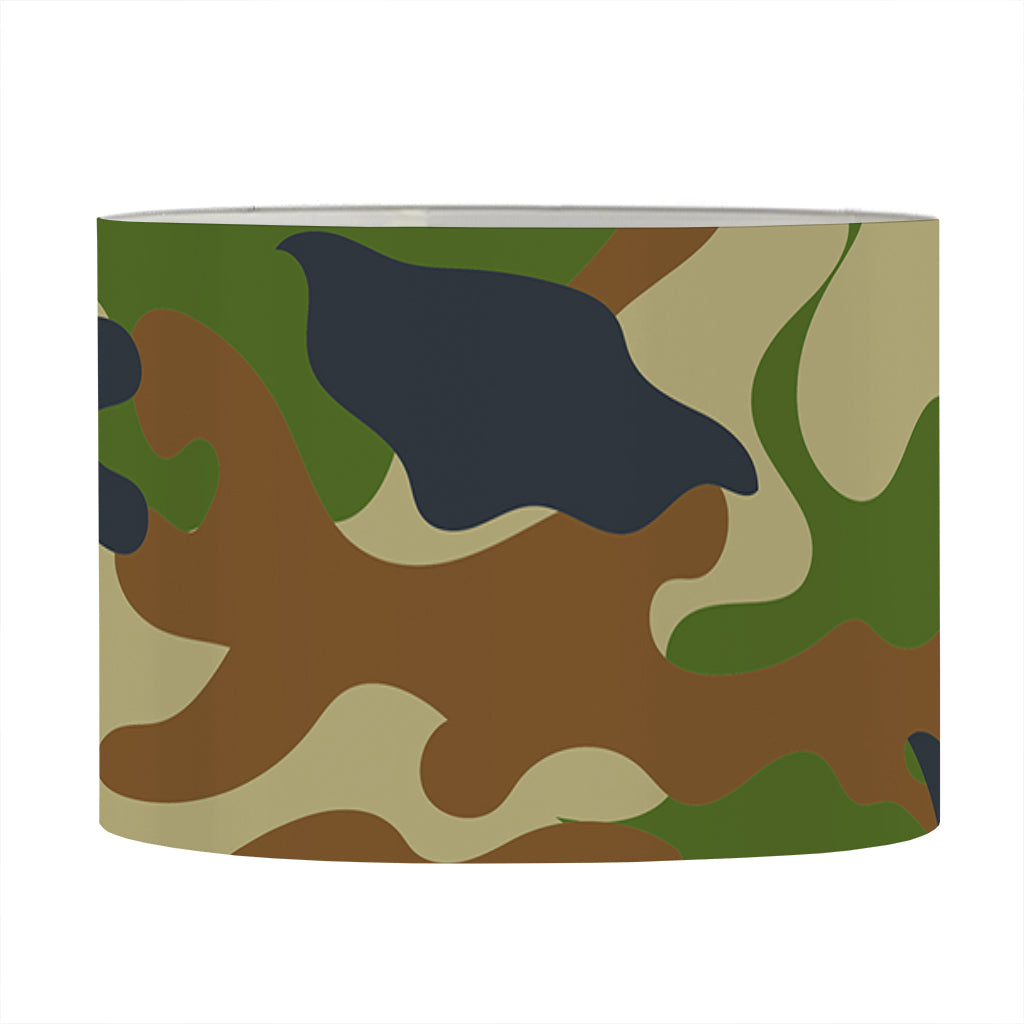 Military Green Camouflage Print Drum Lamp Shade