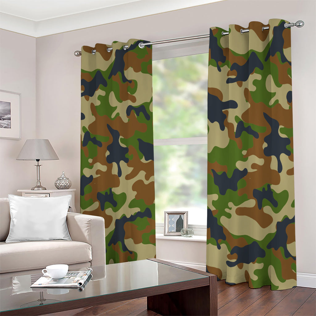 Military Green Camouflage Print Extra Wide Grommet Curtains