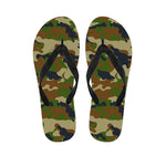 Military Green Camouflage Print Flip Flops