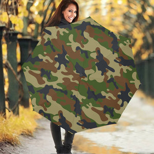 Military Green Camouflage Print Foldable Umbrella