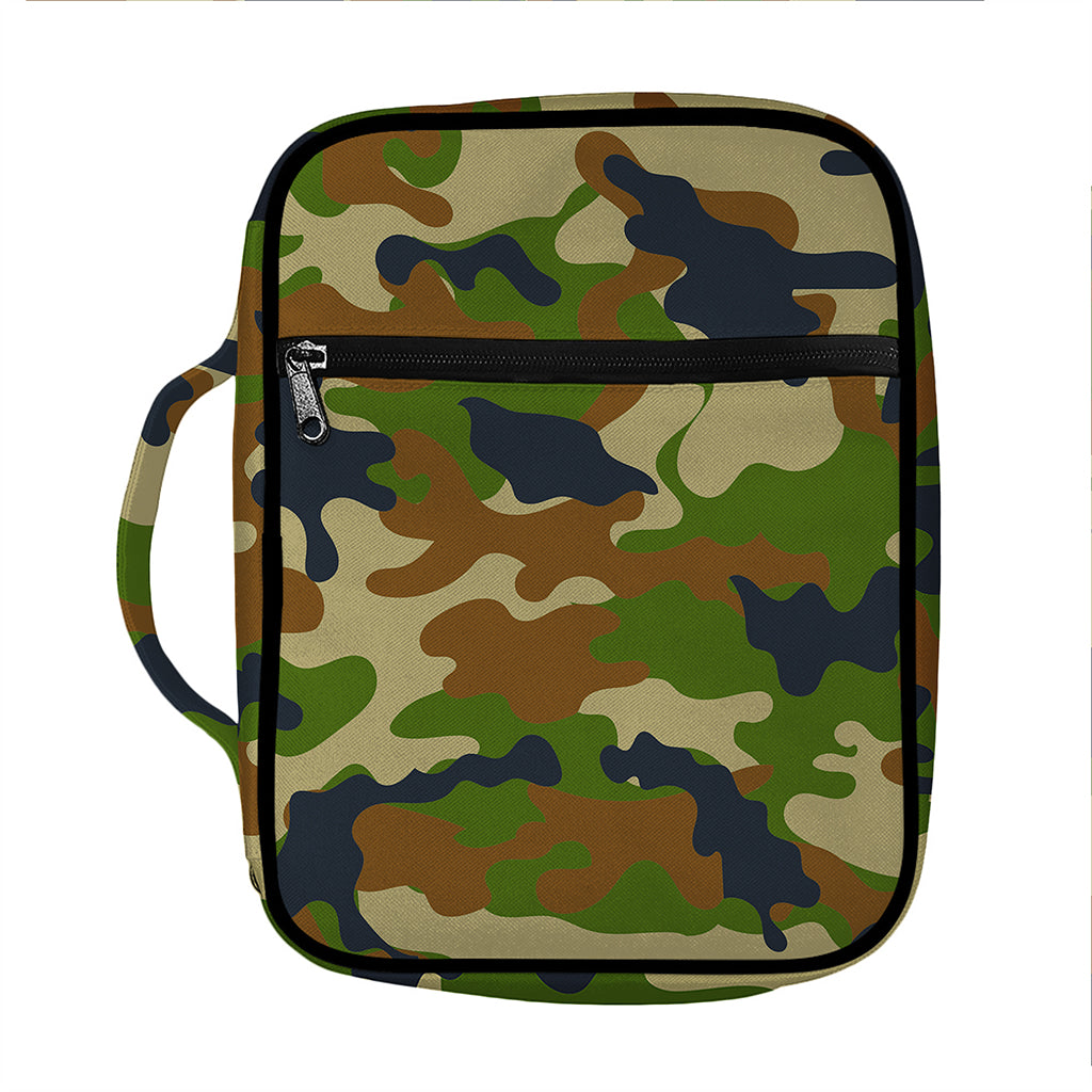 Military Green Camouflage Print Front Pocket Bible Bag