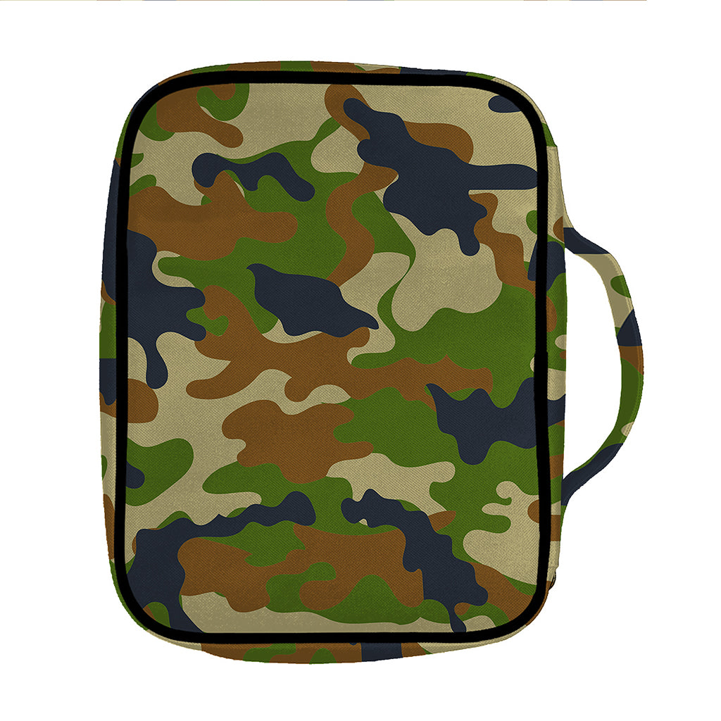 Military Green Camouflage Print Front Pocket Bible Bag