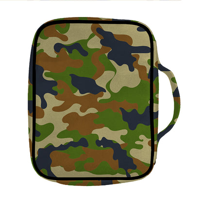 Military Green Camouflage Print Front Pocket Bible Bag
