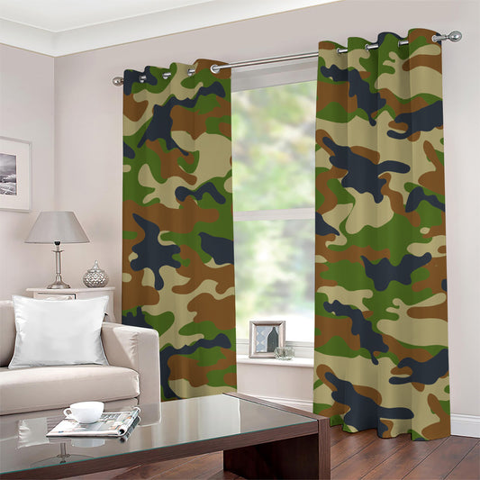 Military Green Camouflage Print Grommet Curtains