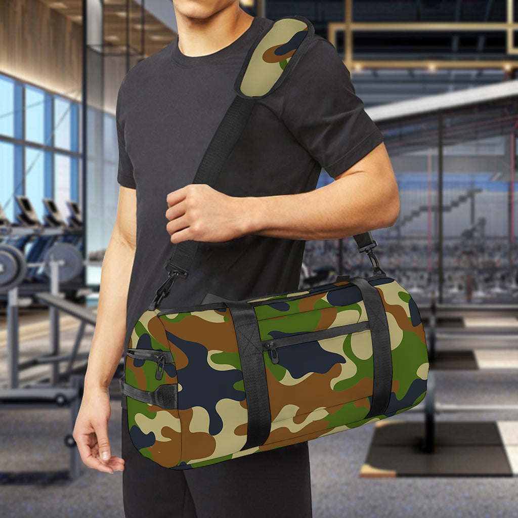 Military Green Camouflage Print Gym Bag