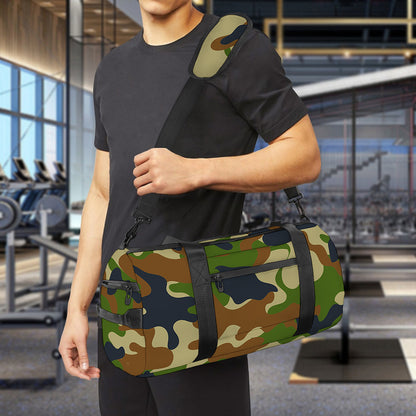 Military Green Camouflage Print Gym Bag