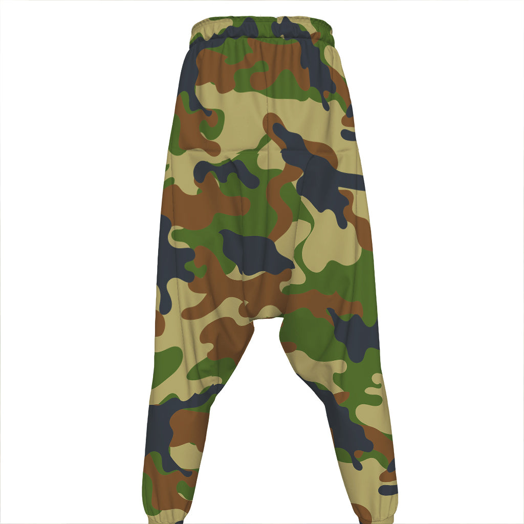 Military Green Camouflage Print Hammer Pants